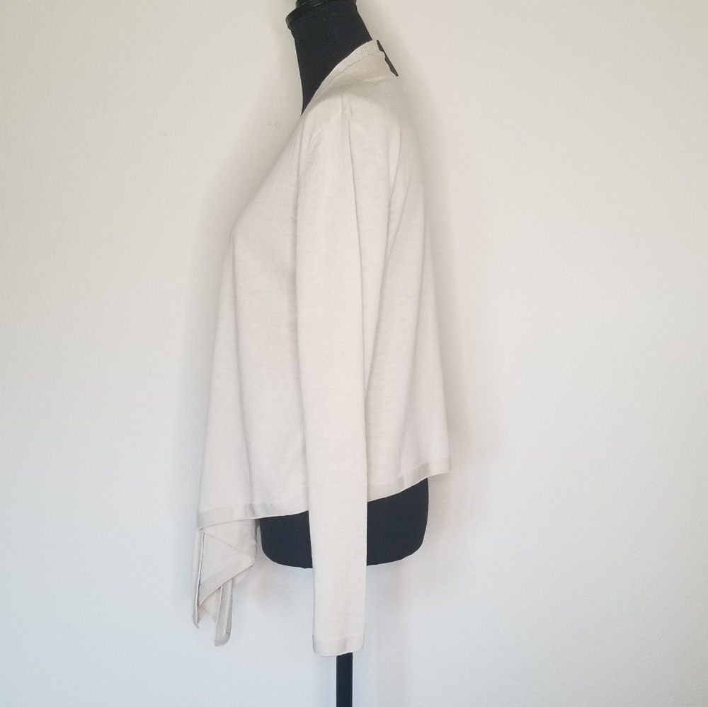 NEW J.Jill Cardigan open front waterfall linen blend neutral Basic Travel - Picture 3 of 10